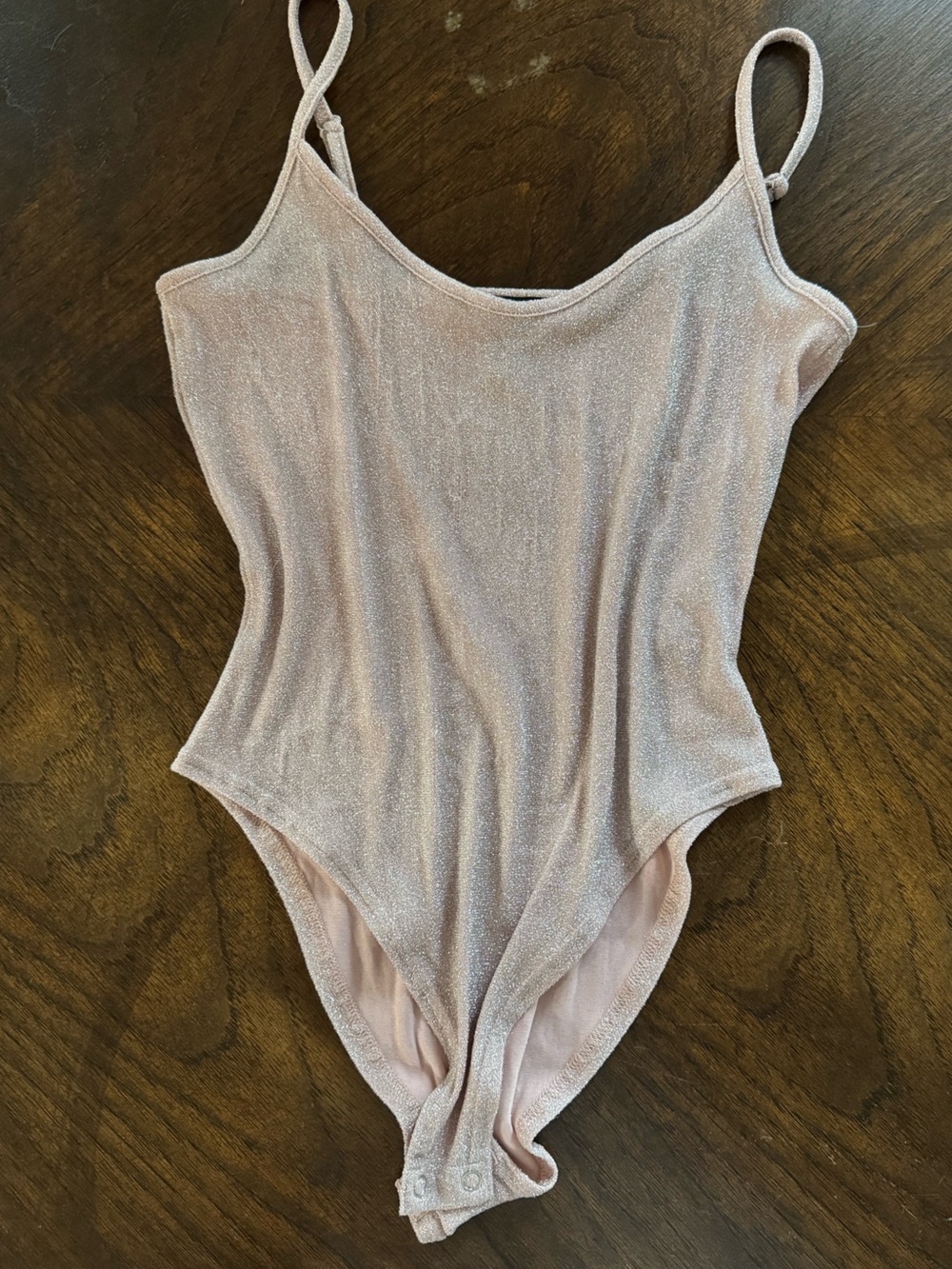 Forever 21 Shimmery Light Pink One-Piece Bodysuit